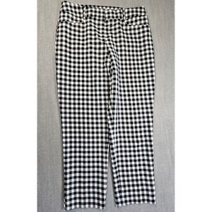 Loft Julie Crop Pants Black White Gingham Plaid Stretch Casual Womens Sz 8